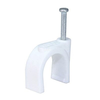 Cable Clip Round White 6mm Pk20