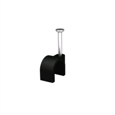 Cable Clip Round Black 6mm Pk20