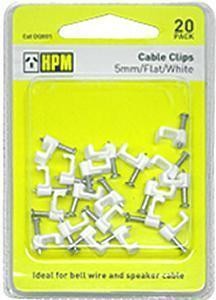 Hpm Electrical Cable Clip Flat 15mm White 20pk