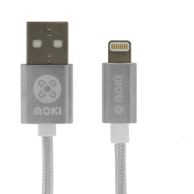 Moki Braided Lightning Syncharge Cable King Size- Silver