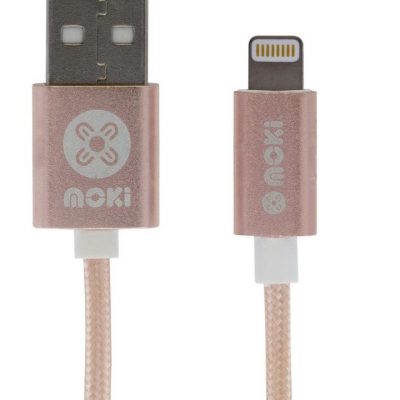Moki Braided Lightning Syncharge Cable King Size- Rose Gold