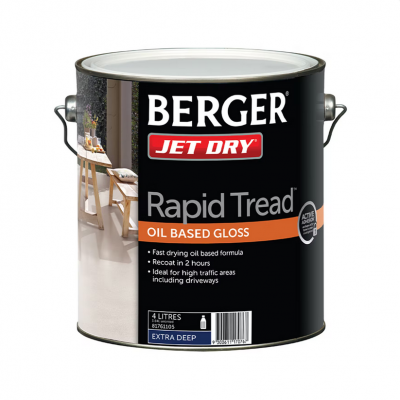 Berger Jet Dry Rapid Tread Oil Based Gloss 4l Extra Deep