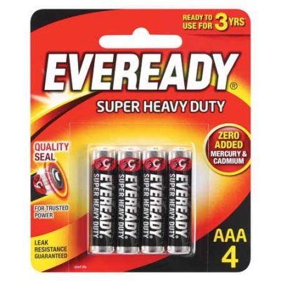 Eveready Super Heavy Duty Battery Black Aaa 4 Pack